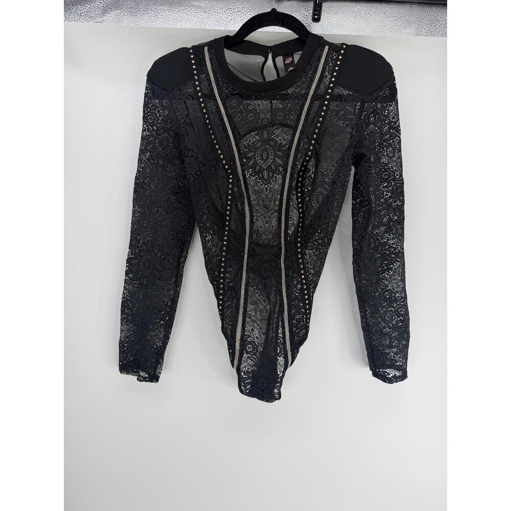 Victoria’s Secret lace sheer long sleeve thong bodysuit